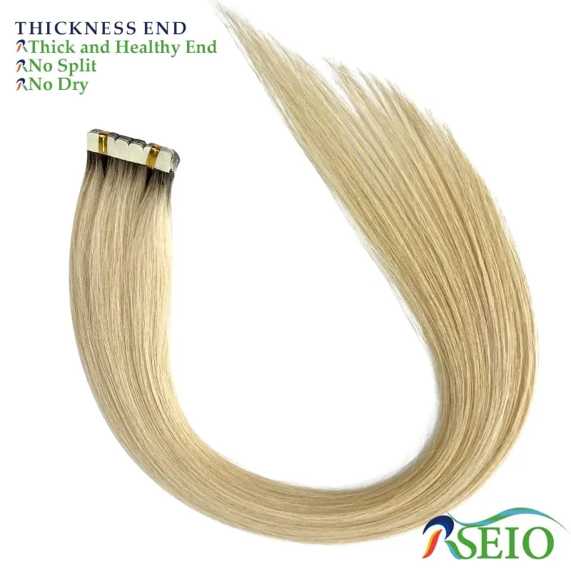 Mini fita em extensões de cabelo humano extensão de cabelo natural real 16 "-26" preto marrom loira fita invisível em linha reta para salão de beleza