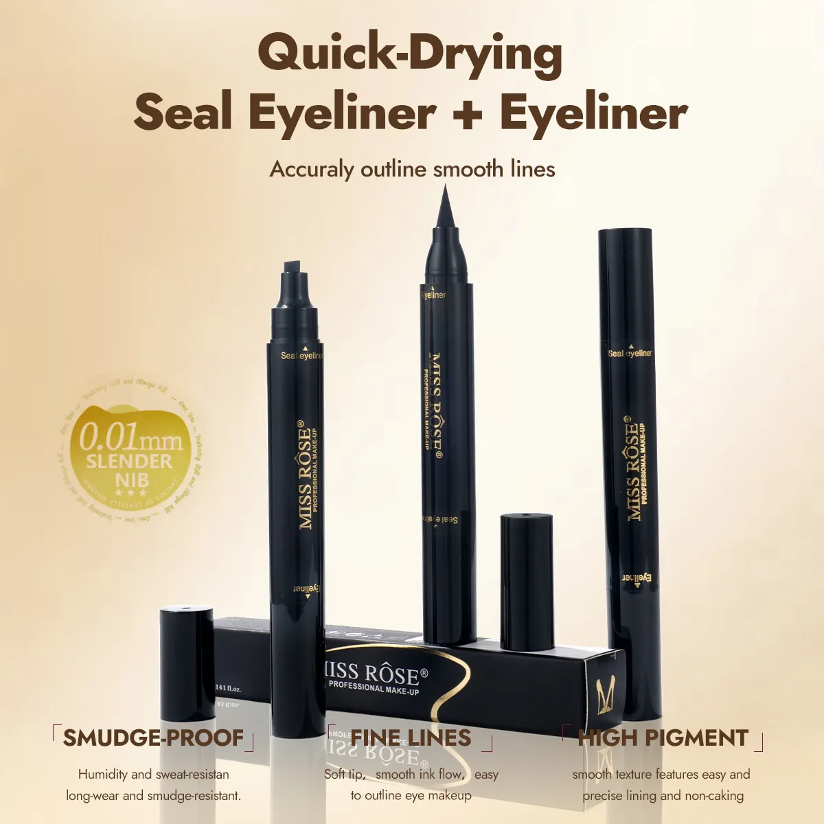 Black Eyeliner Liquid Long Lasting Eyeliner Pen Rich Delicate Color Smooth Application Daily Eye Makeup Cosmetic Pen