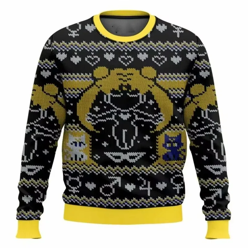 Sailor moon natal feio camisola anime 3d moletom topos outono e inverno cosplay papai noel pulôver dos desenhos animados suétere