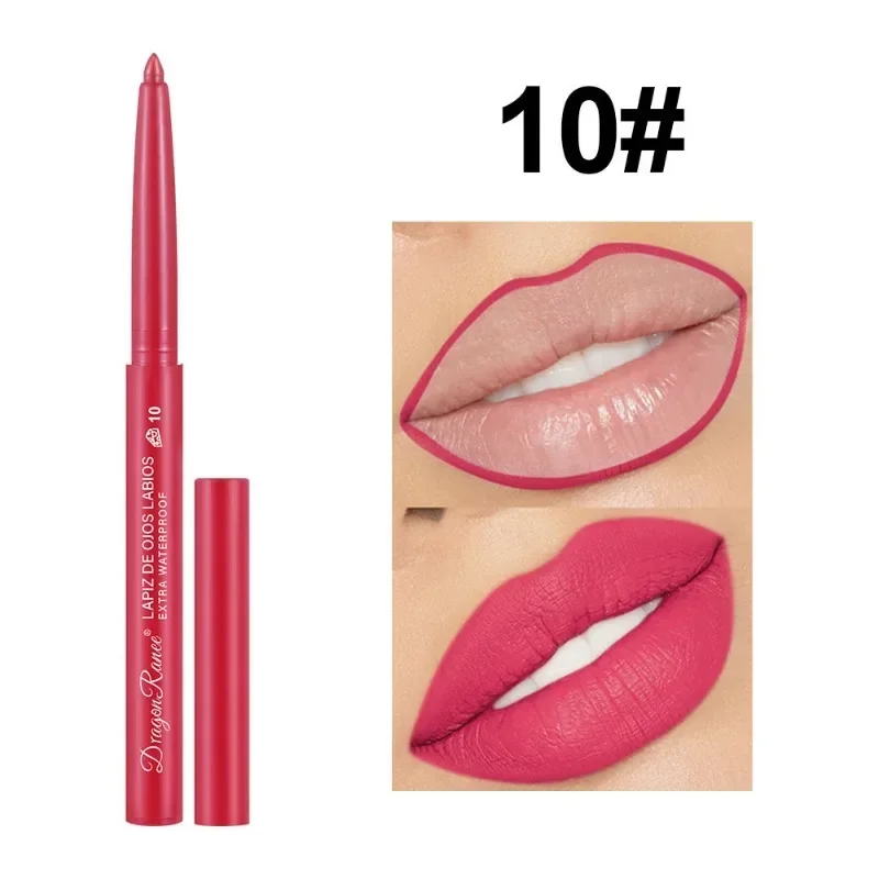 Vandtæt mat lipliner blyant Sexet rød kontur læbefarvet læbestift Holdbar fugtgivende Non-stick kop Læber Makeup 12 farver