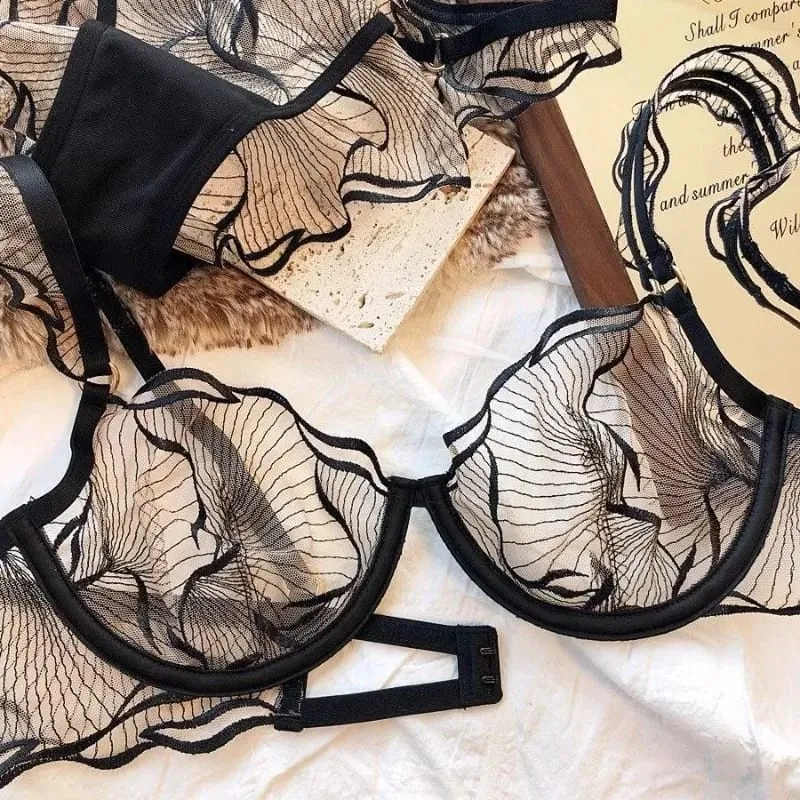 Pure Desire Christmas Minimizer Bra Sheer Mesh Large Bust Adjustable Soft Wires Anti-Sagging Elegant Lingerie UK Sizes MOYISU AB