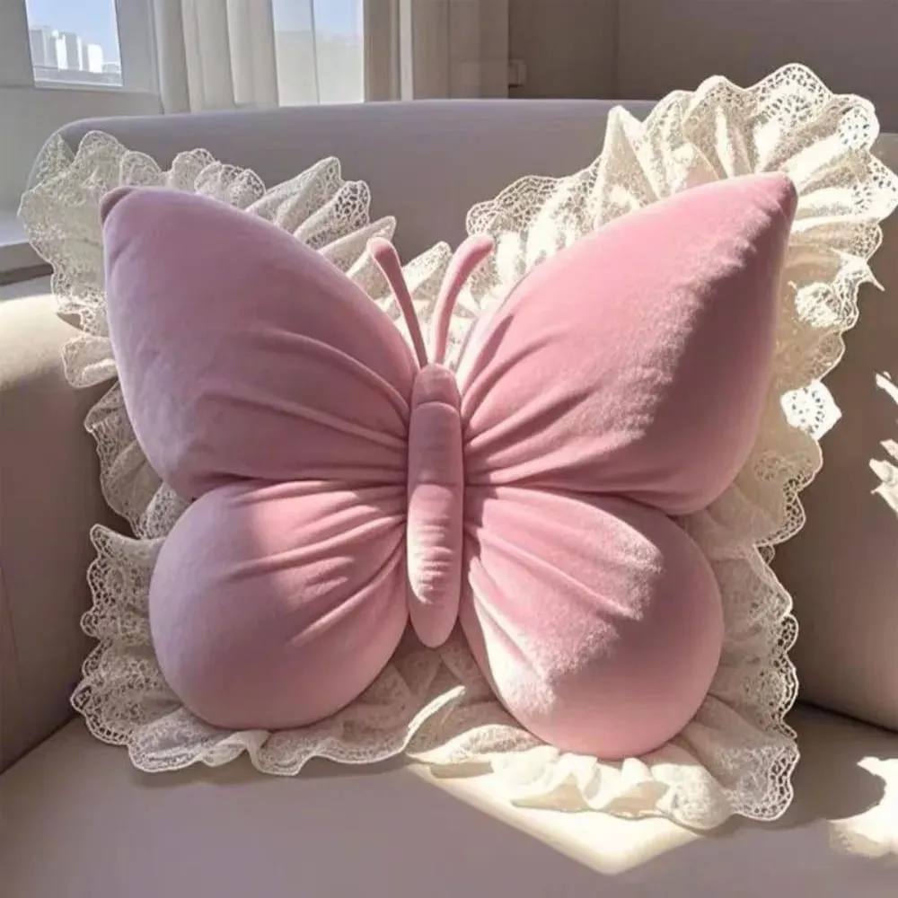 New Cute Butterfly Pillow Lace Butterfly Bedhead Pillow Home Textile Cushion Sofa Decoration
