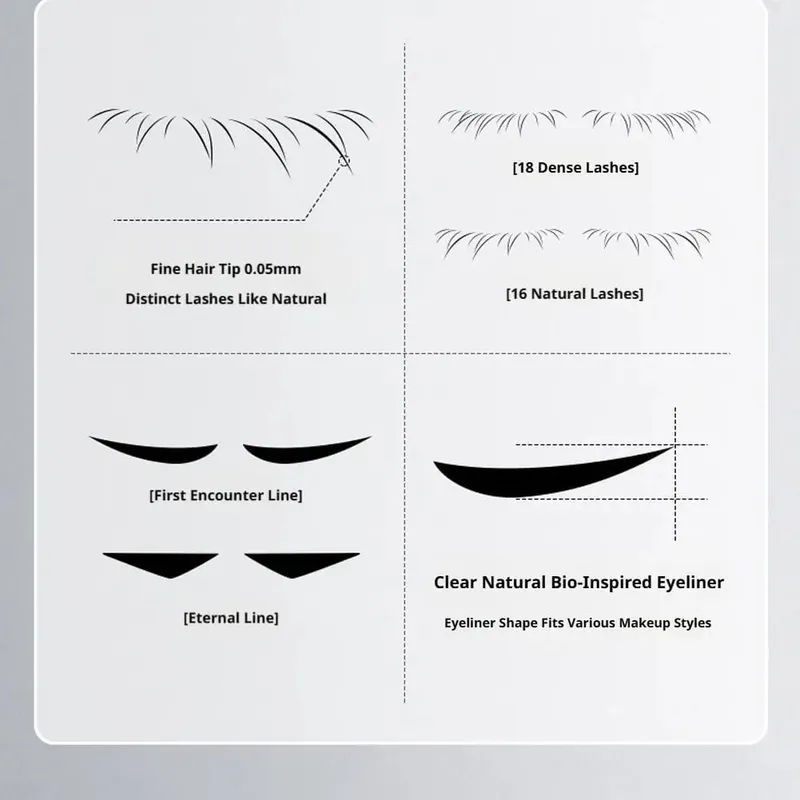 3 σε 1 Lower Eyelash Stamp Eyeliner & Mole Fast Εφαρμογή Φυσικό Φορητό σετ μακιγιάζ ματιών για αρχάριους που δεν γλιστράει