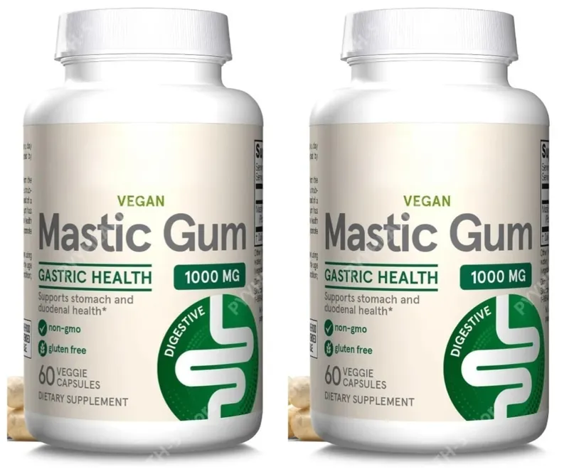 Mastic Gum 1000 mg 60 Veggie Caps Digestive Tract Support for Stomach and Duodenal Health 30 Servings Dietary Supplement