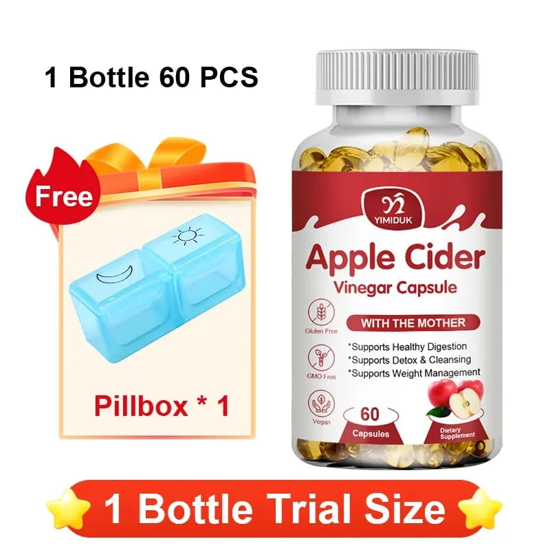 Apple Cider Vinegar Capsules 1600mg Supports Digestion Natural Cleansing Weight Management Immune Health & Metabolic Balance