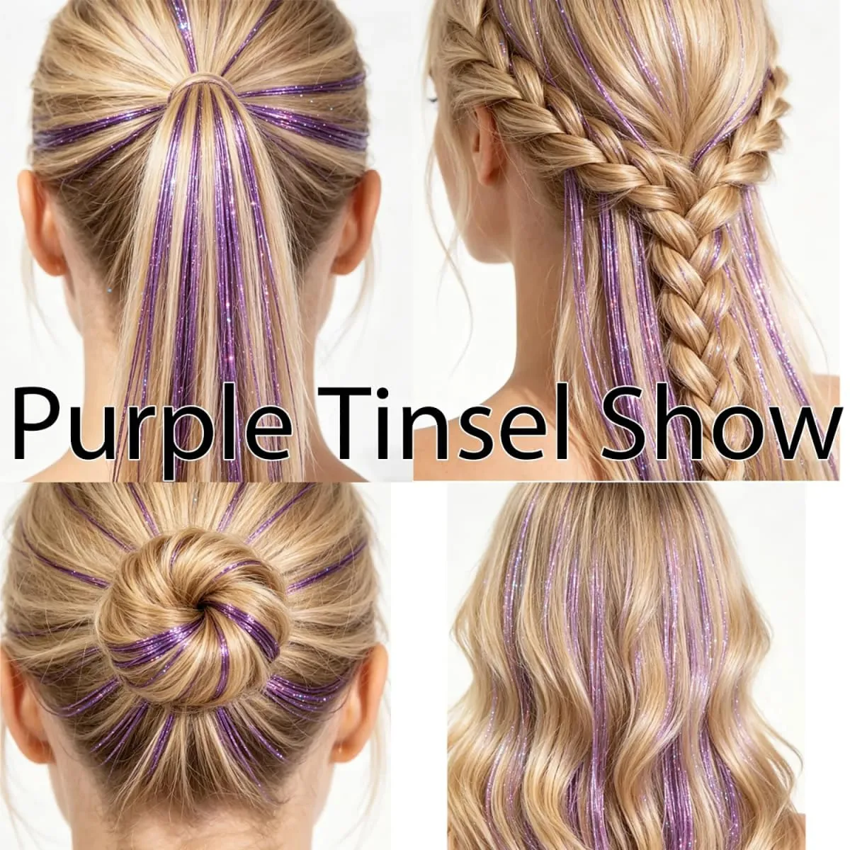 12 Pcs Clip in Hair Tinsel Sparkly Glitter Fairy Hair Extensions Shiny Hair Accessories For Girls Women Kids Party Festival