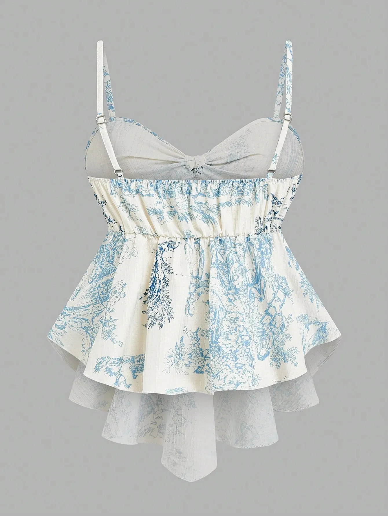 Women's Elegant Cami Top Striped Printed Fabric Bow Neck & Front Tie Waist Slim Sleeveless Camisole. Versatile for Spring & S