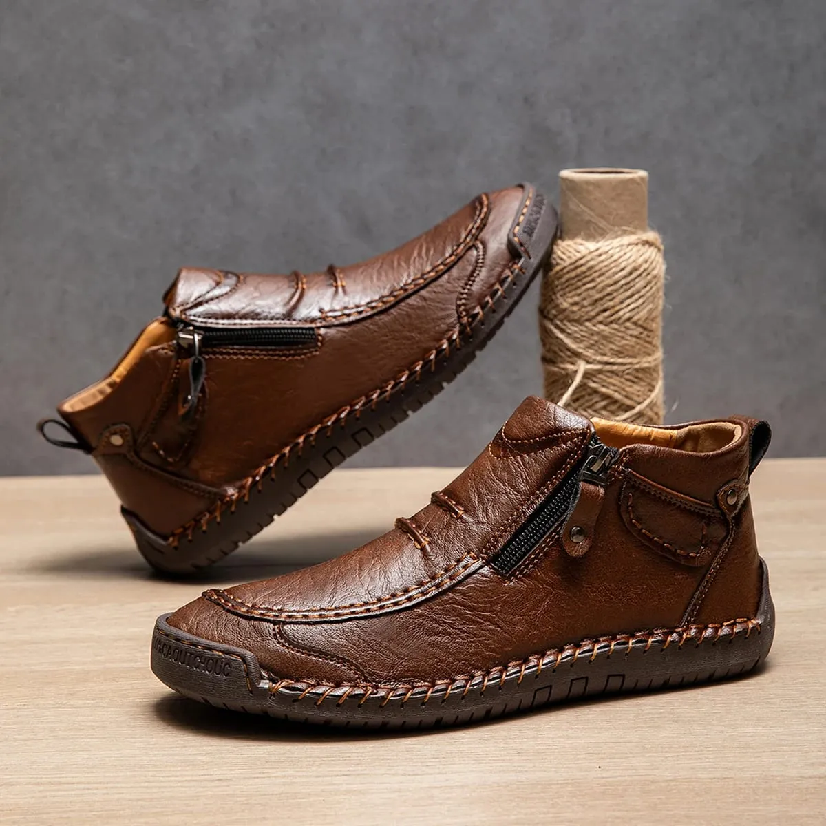New Autumn Handmade Leather Men Boots Outdoor Design Sneakers Man Breathable Casual Leather Shoes Men Ankle Boots Fall Plus Size