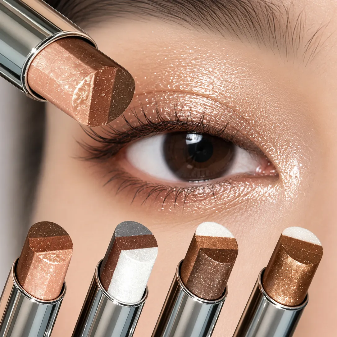 3-Color Gradient Pearlescent Eyeshadow Stick Waterproof Soft Gloss Shimmer Aegyo Sal Brightening Highlighter Eye Shadow Makeup