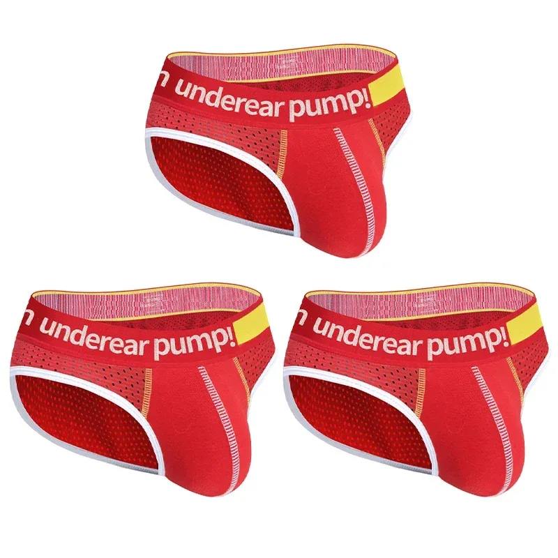 Men's Low Waist Slimming Mesh Briefs U Convex Pouch Elastic Waistband Breathable Colorful Jockstrap Underwear