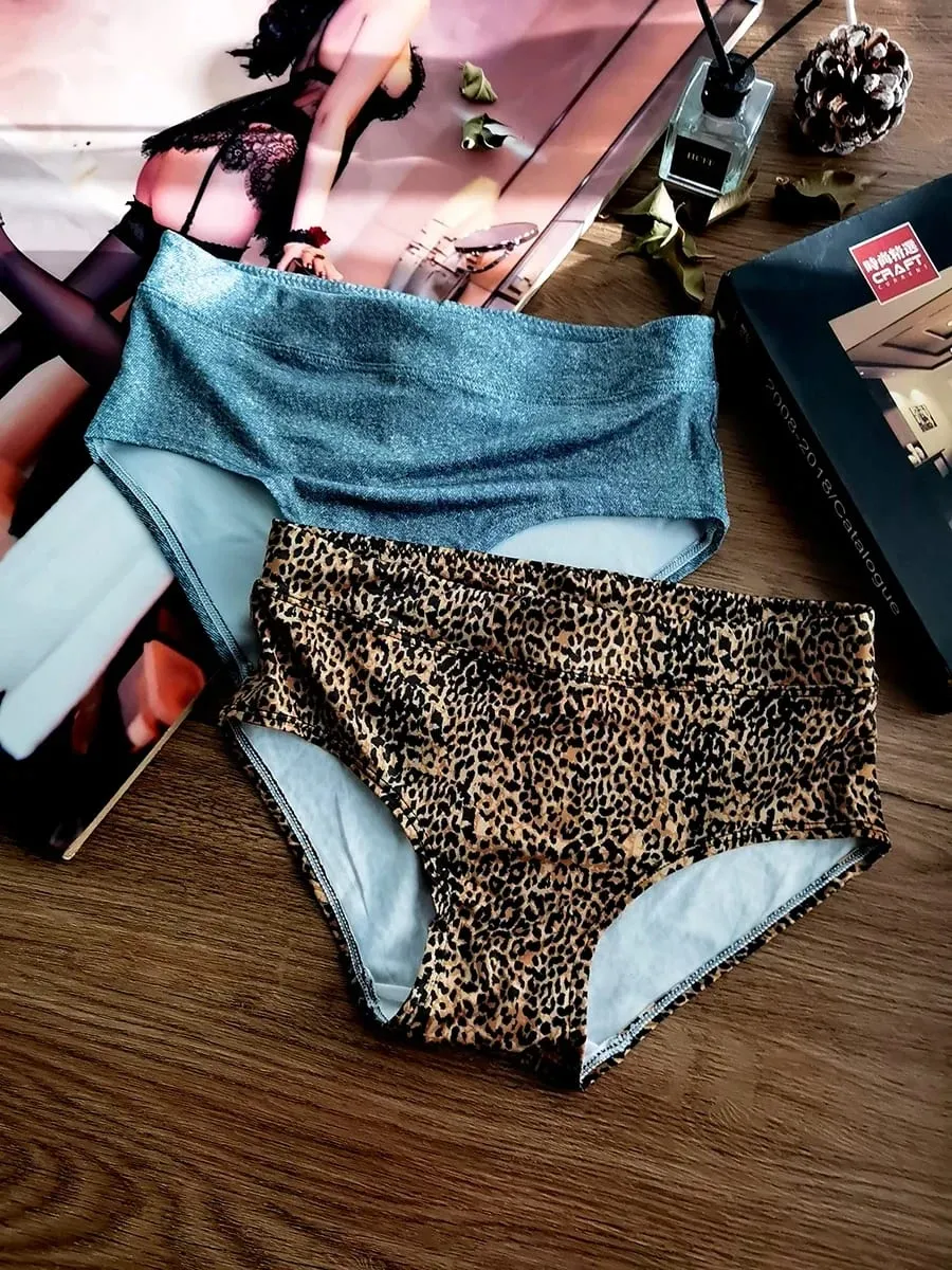 Bộ áo ngực cúp ngực tam giác Gợi cảm họa tiết da báo siêu mỏng Wirefree Bralette & Quần lót dành cho ngực nhỏ