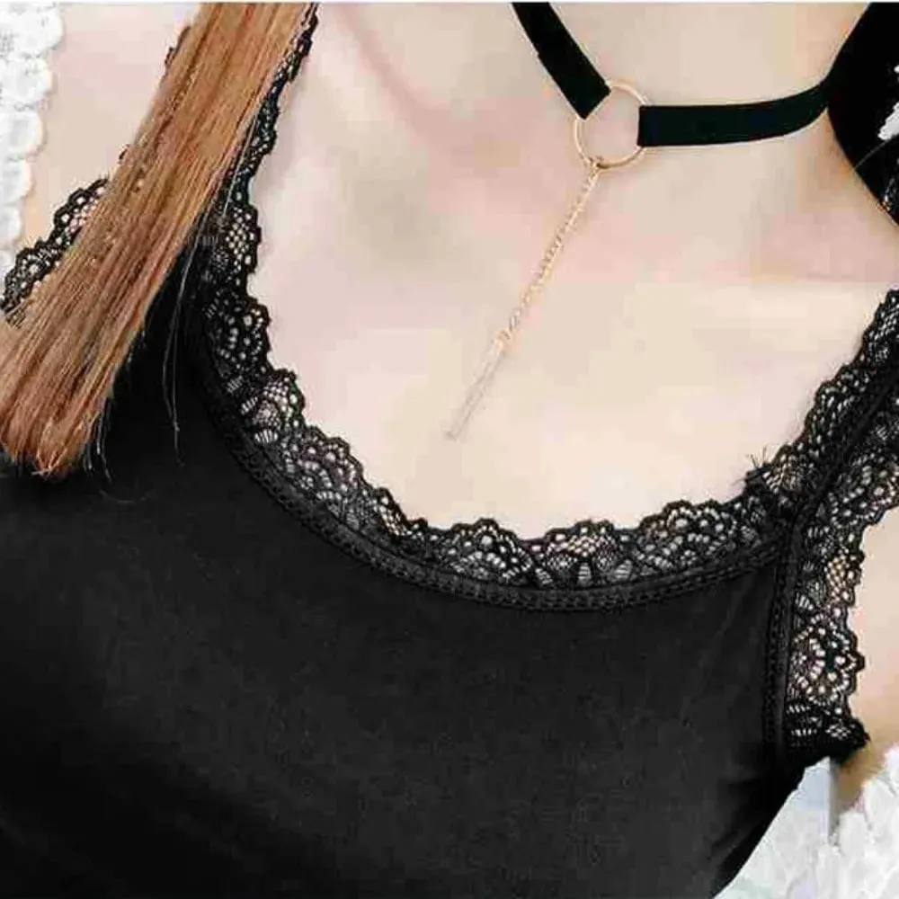 Casual U Neck Summer Tank Tops Sleeveless Slim Fitted Tops With Lace Underwear Cami Top Shirt for Women