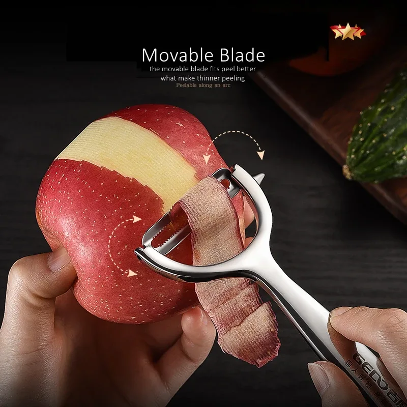 Sertipikasyon ng LFGB na Ultra Matalim at Matibay 420 Hindi kinakalawang na Asero na Pambalat ng Kusina Movable Blade Zester Pagbabalat ng Prutas at Gulay