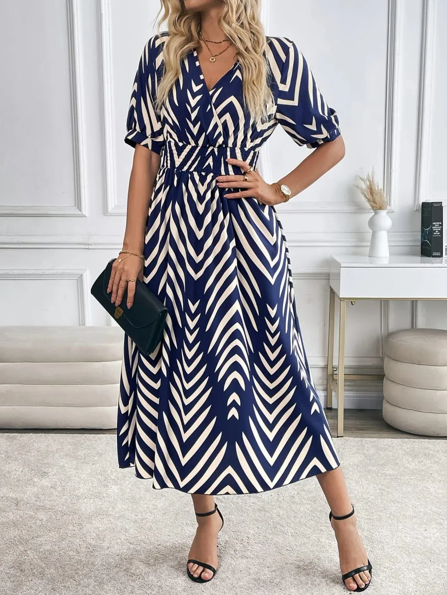 Elegant Directed Large Swing Geometric Pattern Dress Women's Fashion Casual Skirt