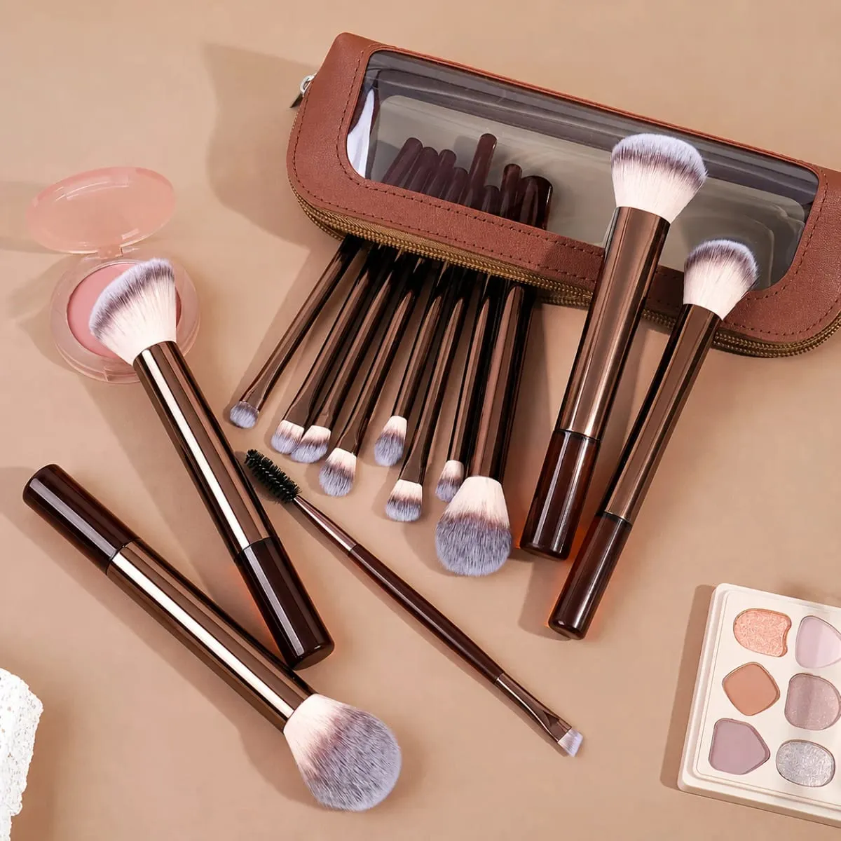 13PCS Makeup Brush Set Soft Bristles for Foundation Blush Loose Powder and Eyelash Grooming Student Essentials Beginner Kit — image 1