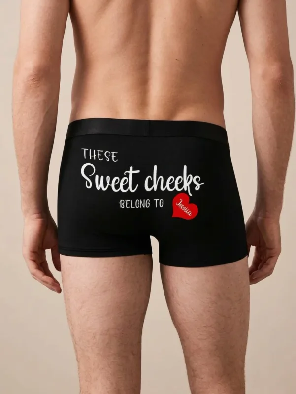 Custom Name Boxers for Men Personalized Cotton Boxer Briefs with Name on Back Gift for Him Husband Boyfriend Birthday Valentine