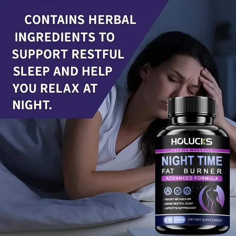 Buy 1 Get 1 Free! Pure Night Time Fat Burner Supplement for Balances Hormones Reduces Stress Eating & Restful Sleep Relax