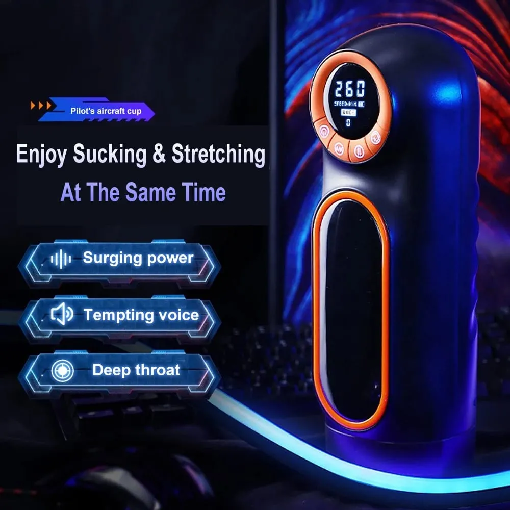 4 i 1 Automatisk Onani Cup Riktig avsugning Stötande Sug Vibrerande Slidan Intelligent röst Vuxen sexleksaker för män
