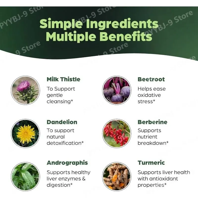 Liver Cleanse Detox Repair Support Capsules Milk Thistle Dandelion Root Turmeric Ginger Botanical Herbal Supplement 70 Count
