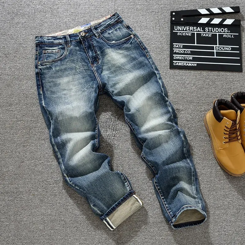 Spring/Summer Retro Trendy Brand American Jeans Men's Versatile Harlan Slimming Heavy Weight High Street Trendy Denim Pants