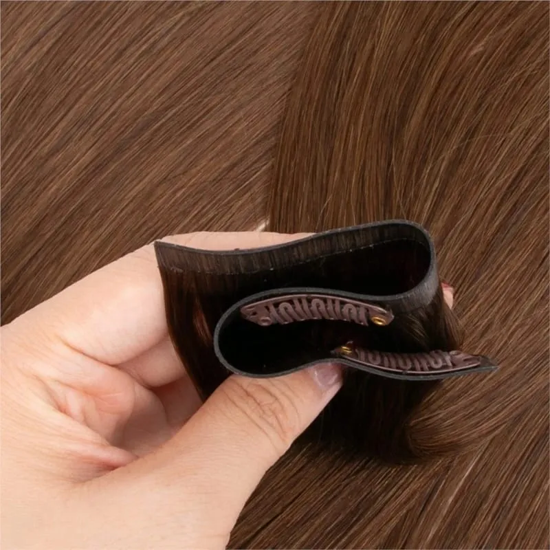 Tape PU Clip In Hair Premium Remy Clip In Human Hair Extensions 7pcs Clip-on Hair 14"-24" 110G Balayage Ombre Mocha Brown Black