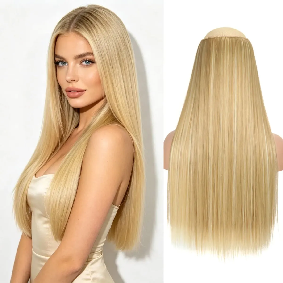 Synthetic 5 Clips in one piece hair extensions 22inch long straight clip in hair for women girls daily party holiday