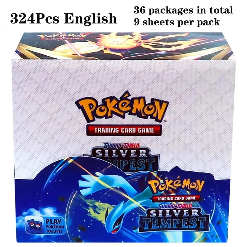 324 pièces Pokemon TCG: épée et bouclier tempête obligations Booster boîte jeu de cartes à collectionner carte Pokemon enfants jouets jeu de société