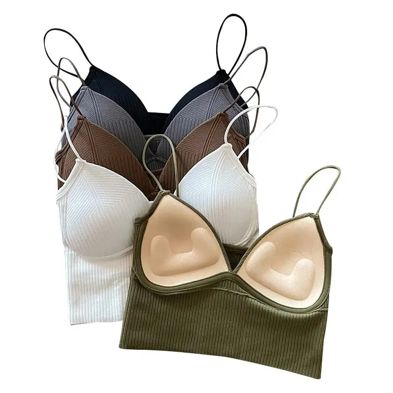 ผู้หญิงเซ็กซี่ Crop Top Bra กีฬา Tube Camis Streetwear Bandeau Basic Tank หญิง Tee