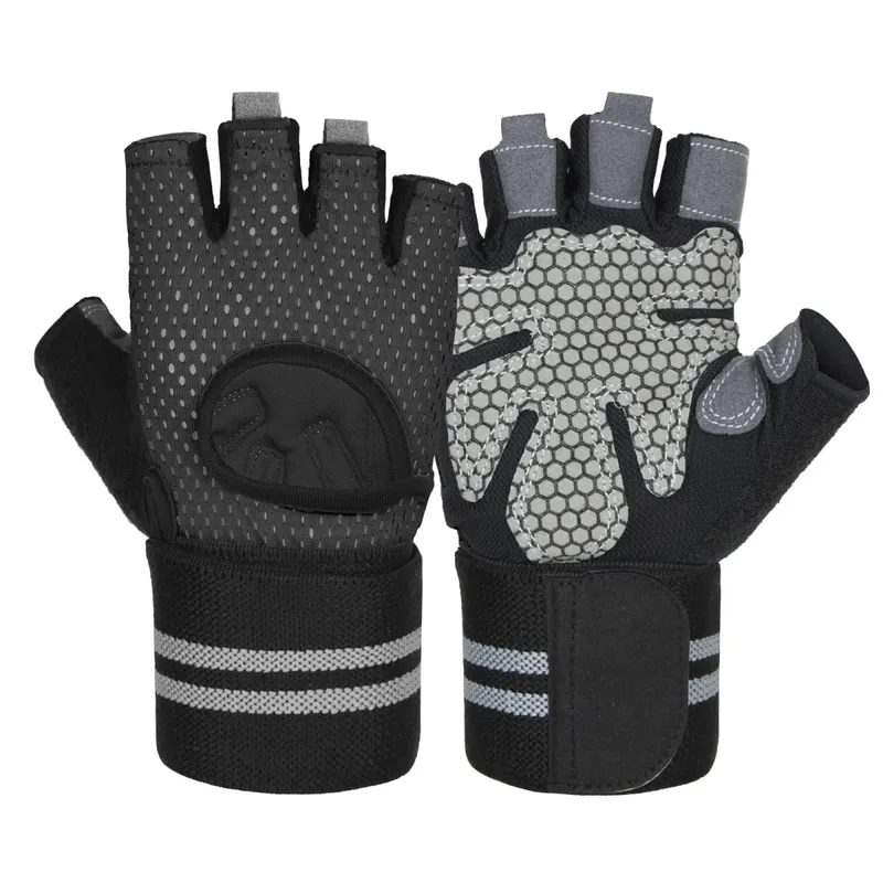 Anti-Slip Shock Åndbare Halvfinger Handsker Åndbare Cykelhandsker Fitness Gym Bodybuilding Crossfit Motion Sportshandsker — image 14