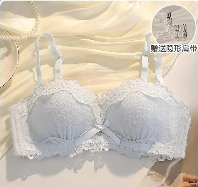 Women Strapless Wireless Bra Anti-Slip Half Cup Small Bust Compression Enhancer Anti-Sag Soft Sexy Lingerie Underwear Set