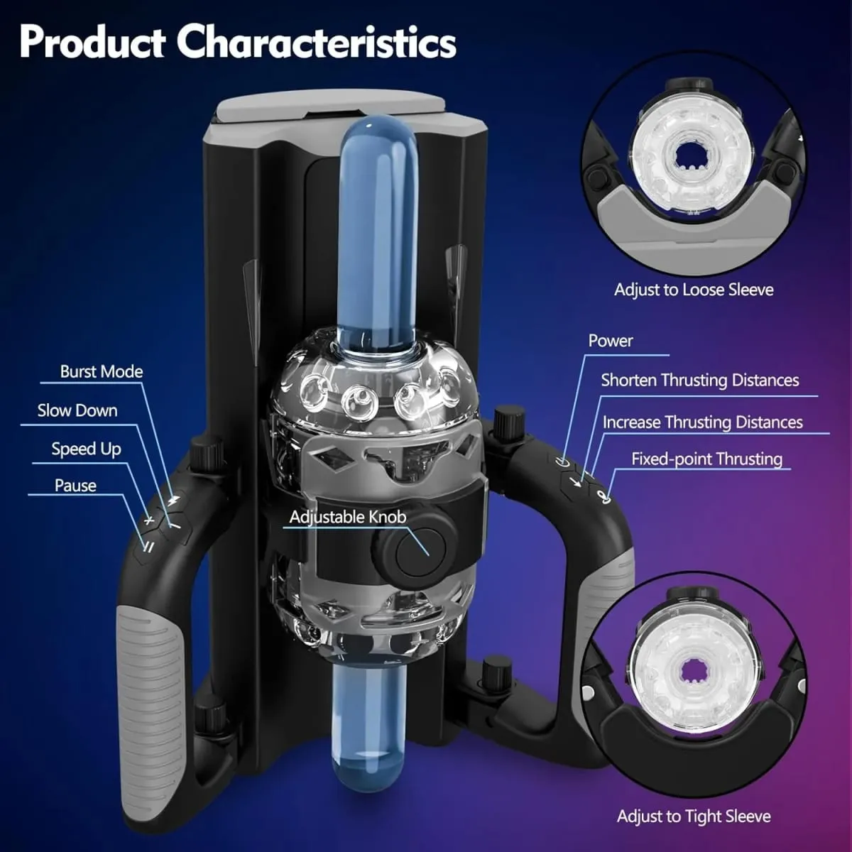 Sex Toy for Men Male Masturbators Hands Free Pocket Pussy with 12cm Thrusting Distance Automatic Masturbators with Phone Stand