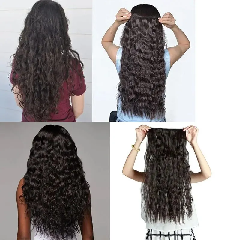 22Inch Synthetic Long Kinky Curly Hair High Temperature Corn Wave Hair Extension Clip in Fiber Hairpieces for Women