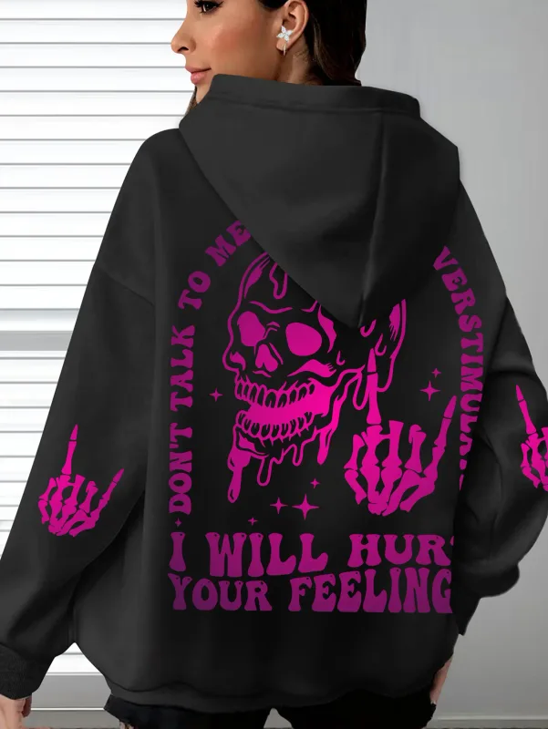 Halloween Hoodie with Skeleton Print Casual Long Sleeves and Pockets Women Men Everyday Wear Hooded Halloweenn Hoodies