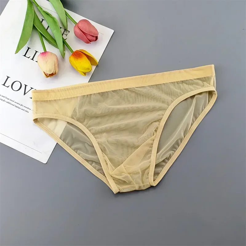 남자 투명한 나일론 팬티 3D 주머니 경량 남성 비키니 속옷 부드러운 쉬어 빠른 건조 스트레치 란제리 XL/XXL/3XL/4XL