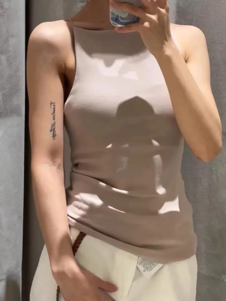 Summer women's retro solid color spicy girl sexy sleeveless slim fit off shoulder vest top