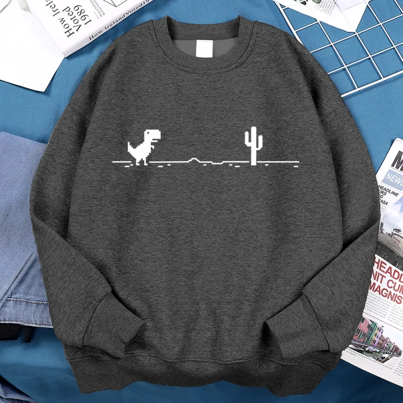Rede mau funcionamento pequeno dinossauro moletom masculino feminino casual com capuz hip hop confortável streetwear solto roupas quentes hoodies