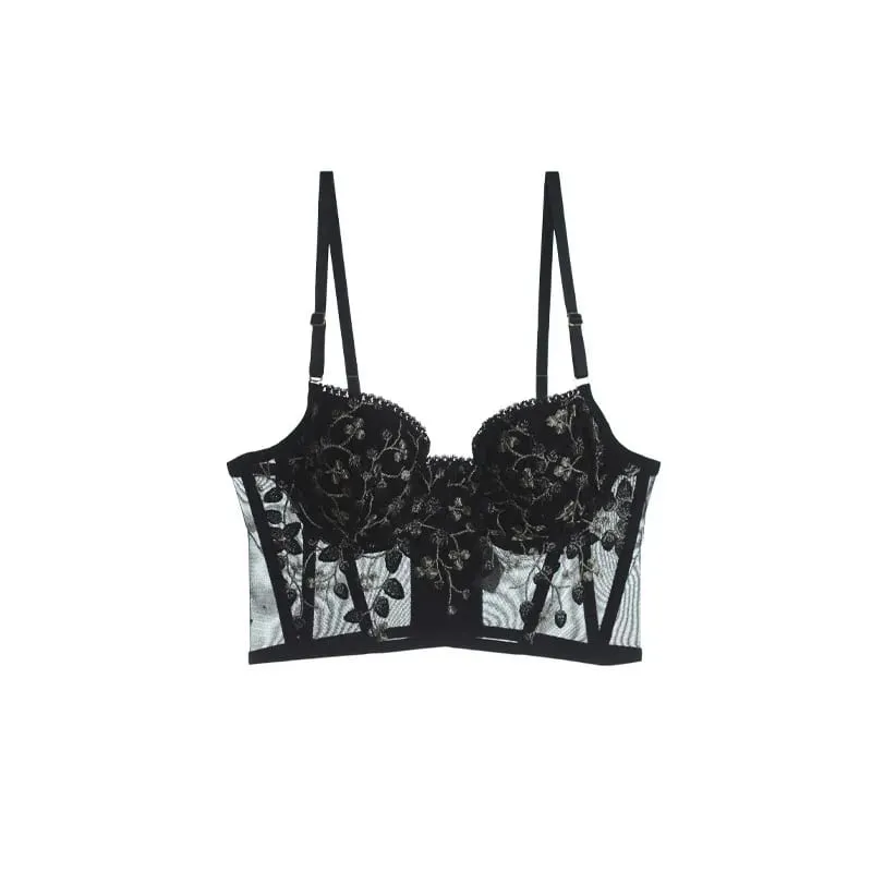 Sulaman Baru Renda Bunga Seluar Dalam Wanita Perancis Seluar Dalam Keluli Getah Tulang Tekan Bra Bralette Seksi Lingerie Comel Membentuk Badan Seksi