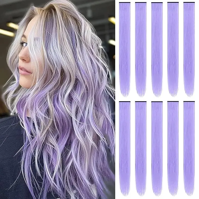 1 5 11 Pçs/lote Grampo em Extensões de Cabelo Multi-Cores Destaques Cabelo Sintético 22 polegada Rainbow Hairpieces para Meninas Mulheres 2030