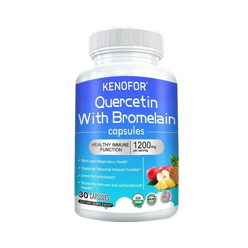 Capsules complexes de quercétine + bromélaïne 1200 mg – Soutien immunitaire articulaire et digestif avec vitamines C et D3 30/60/120 points