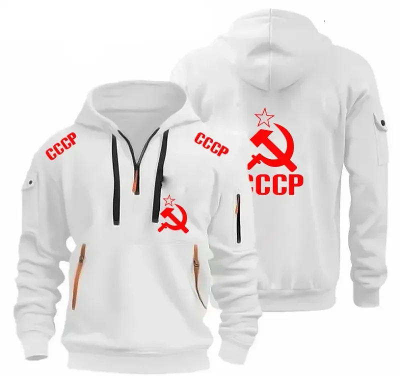 Autumn Winter CCCP USSR Soviet Union KGB Moscow Sweatshirts Hoodie For Men Street Outdoor Pullover Oversized Men's Hooded Clothi — image 7