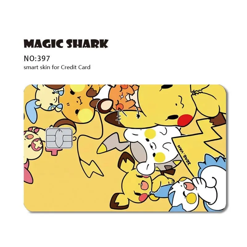 Maigc Shark Cute Pokémons Mewtwo Eevee Pikachu Gengar Adesivo Capa de filme para cartão de crédito de débito sem desbotamento