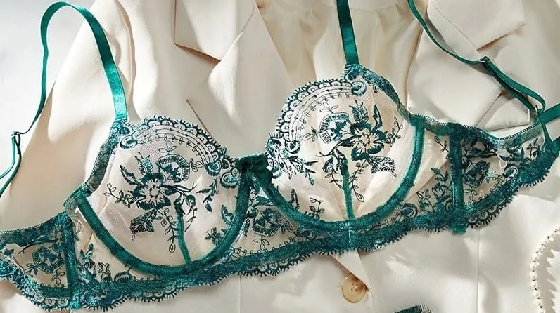 Lace Embroidery Ultra Thin Cup Bra Set Sheer Mesh Sleepwear for Big Bust Women S-XL Push Up Hot Sale 2026 32-38 S-XL Bra Set