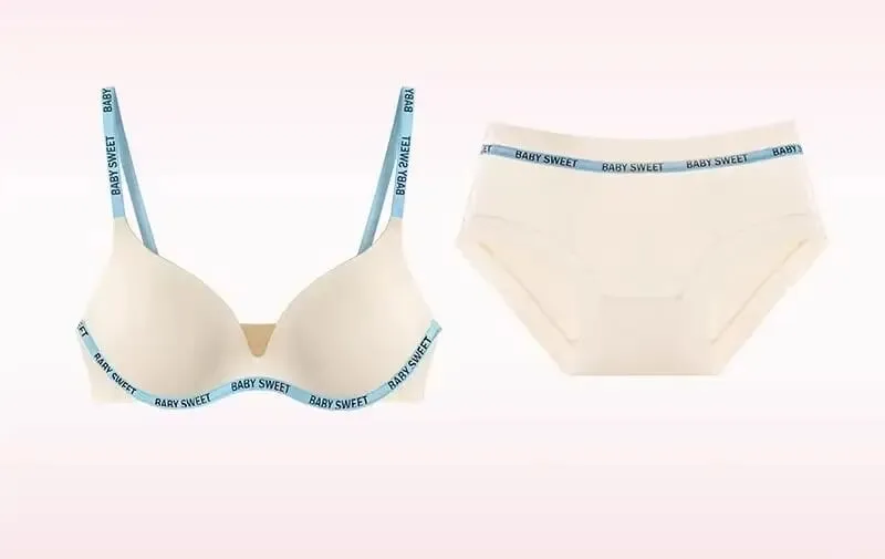 New Dopamine Color Seamless Wireless Bra Set Push Up Gather Sexy Lingerie Panties Underwear For Women 32‑38AB bra set