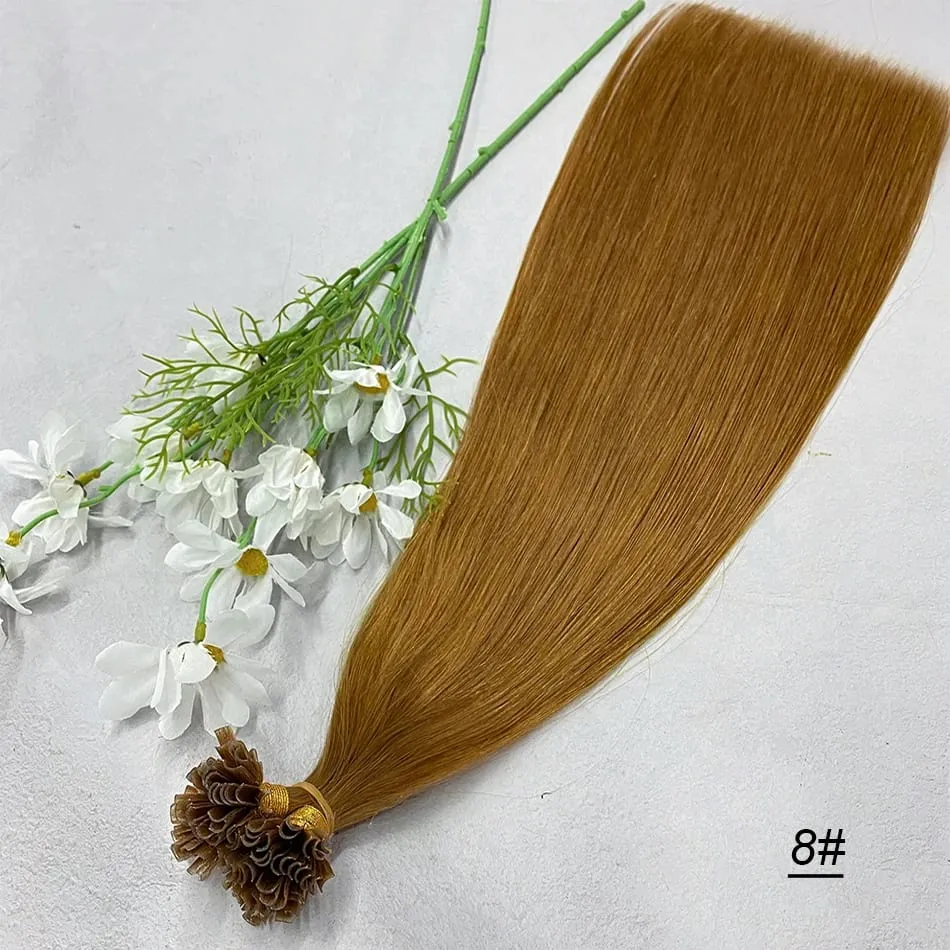 Full Shine U Tip Hair Extensions Nature Black Hair Blone 613 Color 50g Keratin Glue Beads Prebonded Remy Human Hair Extensions — image 8