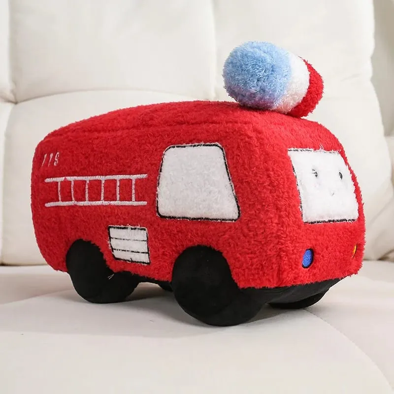 Cute Cartoon Fire Truck Ambulance Taxi Train Plush Pillow Stuffed Soft Plush Toys Funny Police Cars Tanks Planes Plushie Doll