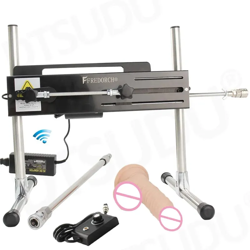 Dildo-Automatic Woman Sex Machine with Dildo Accessories Quick Air Masturbation Machine 120 Watt Power Telescopic Sex Toys