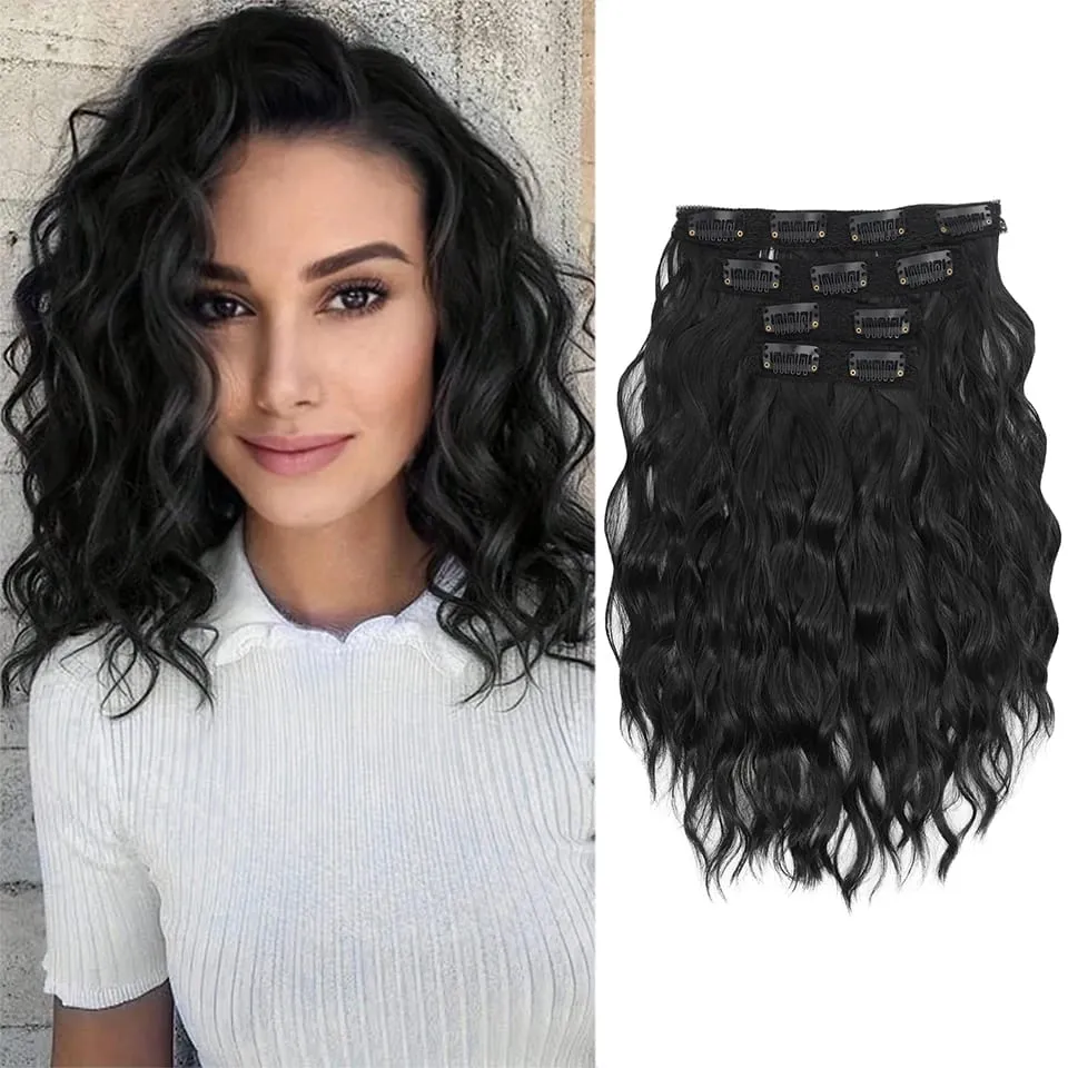 12 inch Four Piece Water Ripple Short Roll Clip Hair Extensions Suitable For Women's Daily Gatherings Gestivals And Celebrations