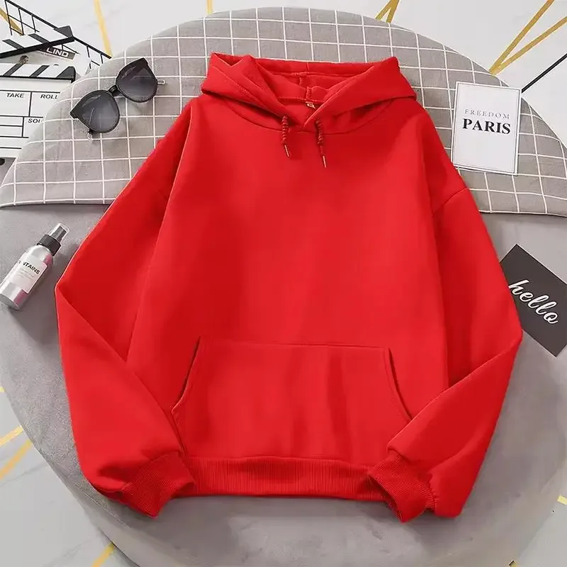 2026 white Hoodies men women Autumn Long Sleeve Pullover Tops Casual Pocket Hoodies Unisex Outer Loose Sport Wear