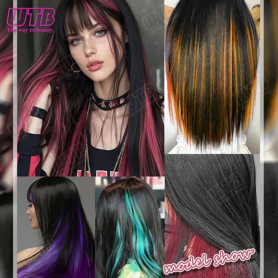 5Pcs Synthetic Wig BB Clip Style Color Straight Hair Extension Wig Suitable for Women and Girls to Wear at Holidays and Parties