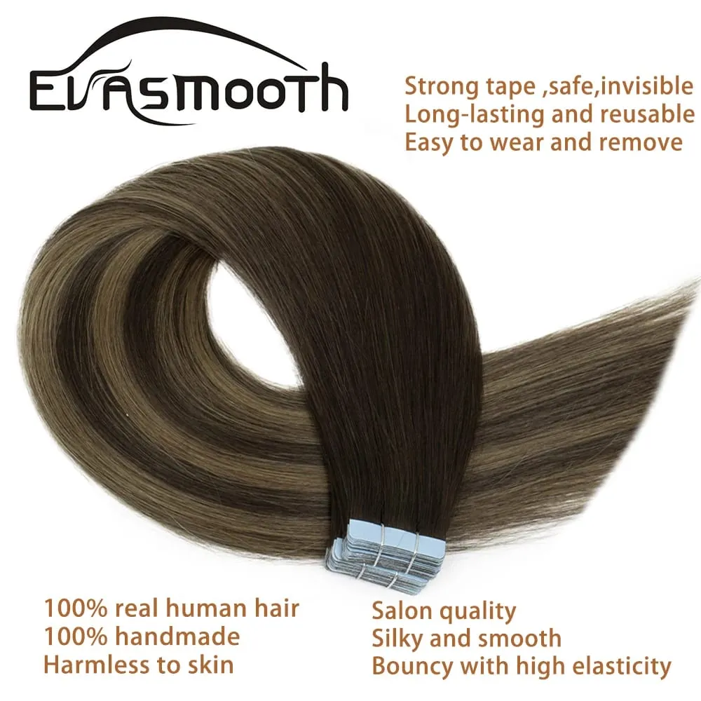 Women Tape Hair Extensions 100% Natural Human Hair Extension Tape In Blonde Natural Straight Hair Skin Weft Real Hair